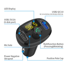 Car Bluetooth Receiver Wireless Radio Adapter Hands-Free Car Kit - The Shopsite