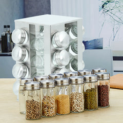 Spice Rack Stand Carousel Rotating Spice Rack Stand Glass 16 Jars - The Shopsite