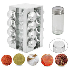 Spice Rack Stand Carousel Rotating Spice Rack Stand Glass 16 Jars - The Shopsite