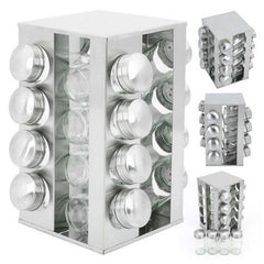 Spice Rack Stand Carousel Rotating Spice Rack Stand Glass 16 Jars - The Shopsite