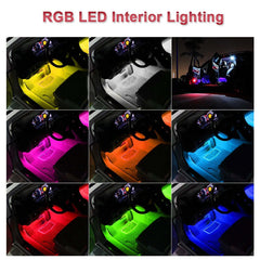 Car Led Lights Car Led Strip Lights 4Pcs Car Rgb Led Drl Strip Light Car Auto Remote Control Interior - The Shopsite