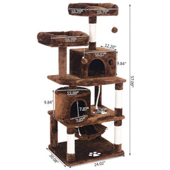 Cat Tree House with Scratching Posts Hammock