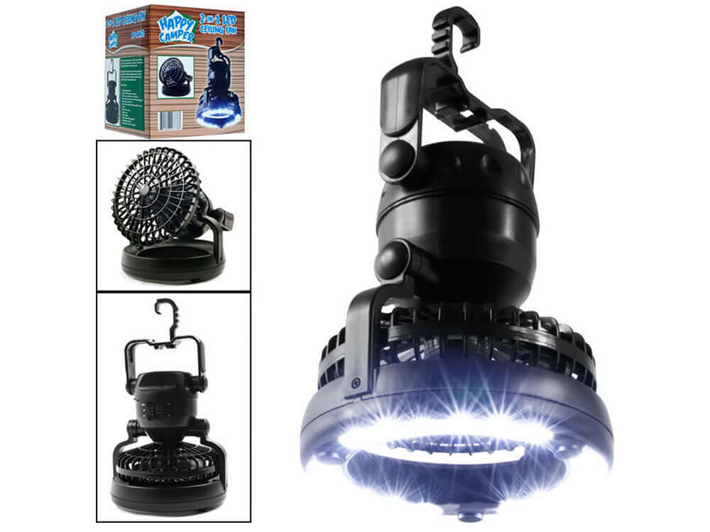 2 In 1 Camping Tent Lamp Lantern with Ceiling Fan - The Shopsite