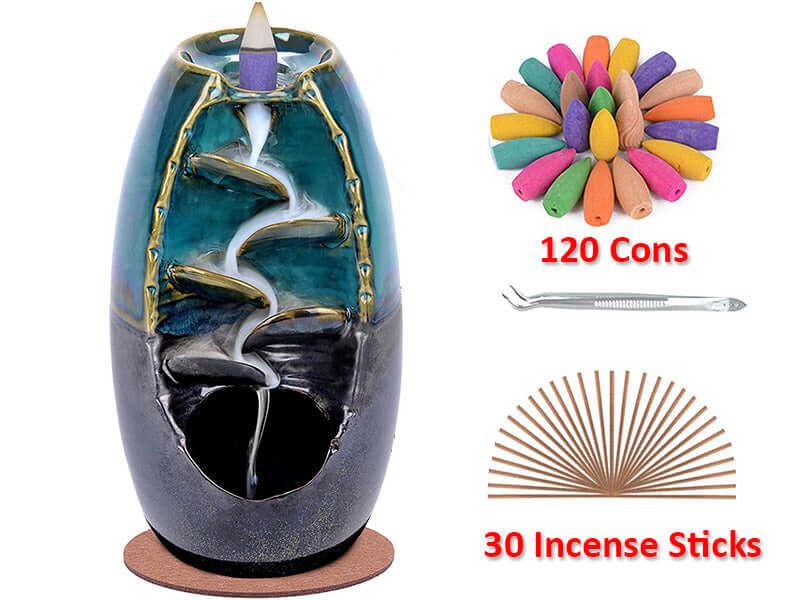 Backflow Incense Burner 120 Incense Cones + 30 Incense Stick - The Shopsite