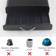Nespresso Coffee Capsule Organiser Shelf Tray for 36 Pods Dolce Gusto Matte Black Pod Holder