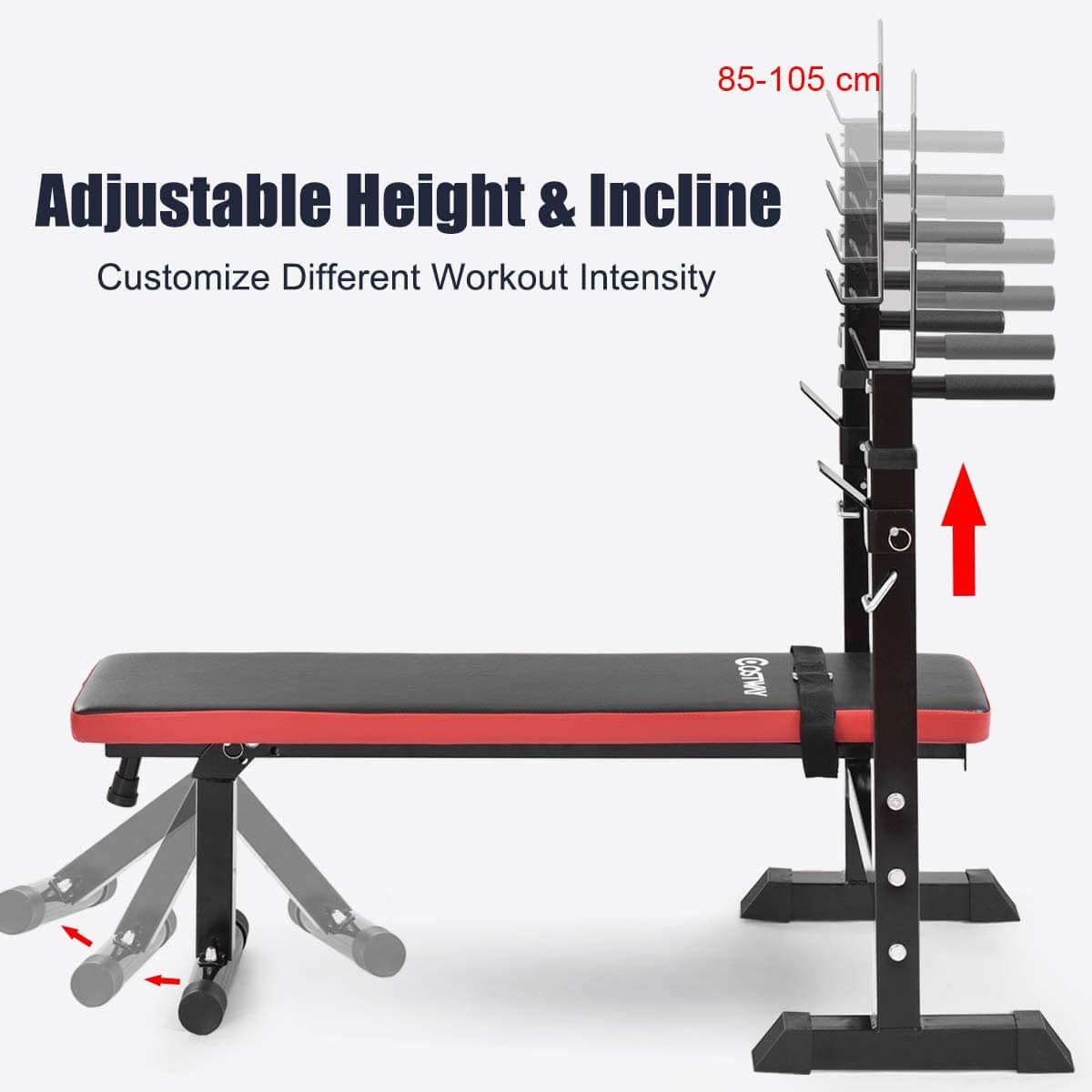 Adjustable Weight Bench Fitness Bench Home Gym Black - The Shopsite