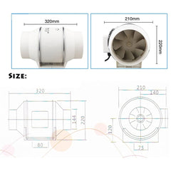 150mm Ventilation Mixed-Flow Inline Fan Duct Fan