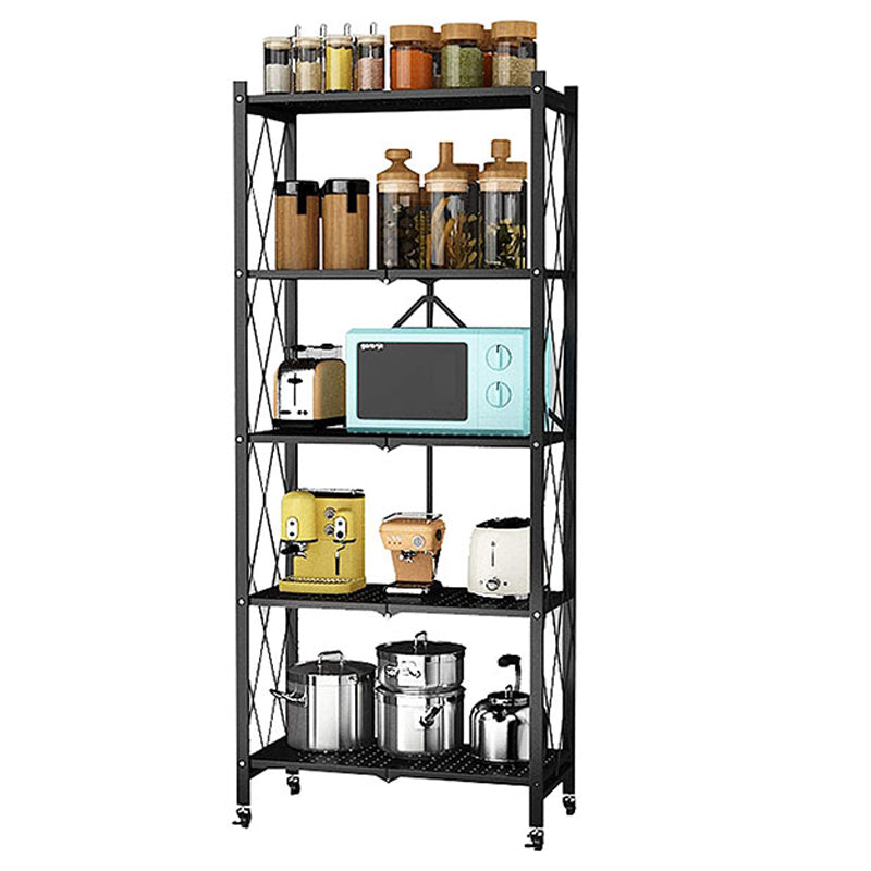 Foldable 5 Tier Kitchen Trolley Shelving Unit with Wheels