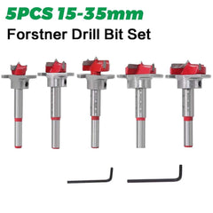 5pcs Forstner Drill Bit Woodworking Hole Saw Cutter Bits 15/20/25/30/35mm Forstner Bits - The Shopsite