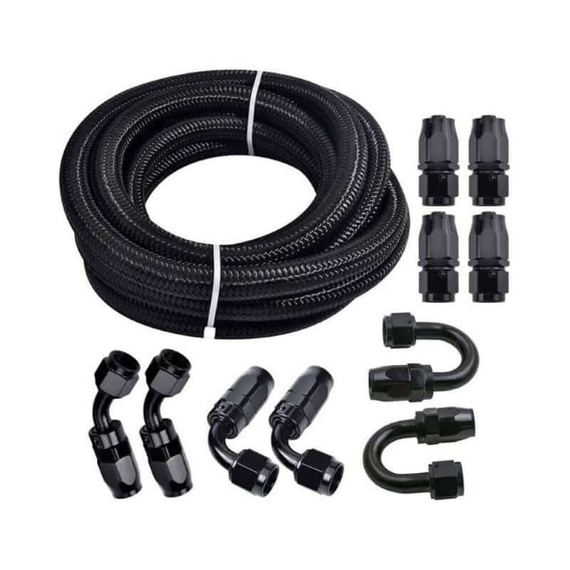 5M AN6-6AN Nylon Steel Braided Oil Fuel Line W/ Fitting Hose End Adapter Kit - The Shopsite