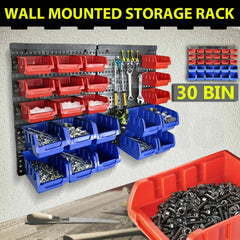 Wall Mounted Garage Organiser / Parts Rack With 30 Bins - The Shopsite