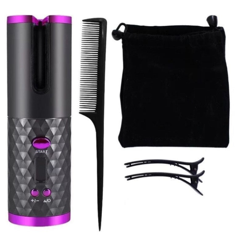 USB Rechargeable Cordless Auto-Rotating Ceramic Portable Hair Curler - The Shopsite
