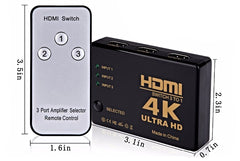Hdmi Splitter 3in1 4K with Remote - The Shopsite