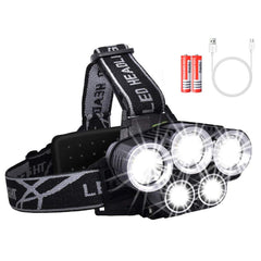 Rechargeable Waterproof Headlamp Flashlight with 5 Cree LEDs - The Shopsite