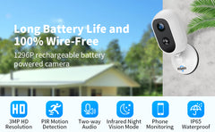 Wireless Camera Battery Operated Waterproof Security Camera - The Shopsite