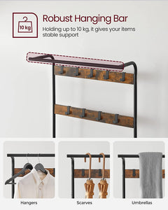 Wooden Coat Rack with Shelves & Hooks by VASAGLE