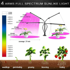 Four Head LED Plant Grow Light Indoor Lamp For Fruit Veg Flowers - The Shopsite