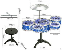Jazz Rock Drum Set Kids Toys Drums Cymbal Stool Sticks Black - The Shopsite