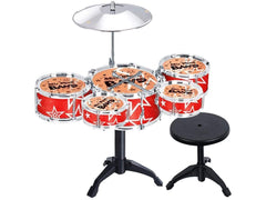 Jazz Rock Drum Set Kids Toys Drums Cymbal Stool Sticks Black - The Shopsite