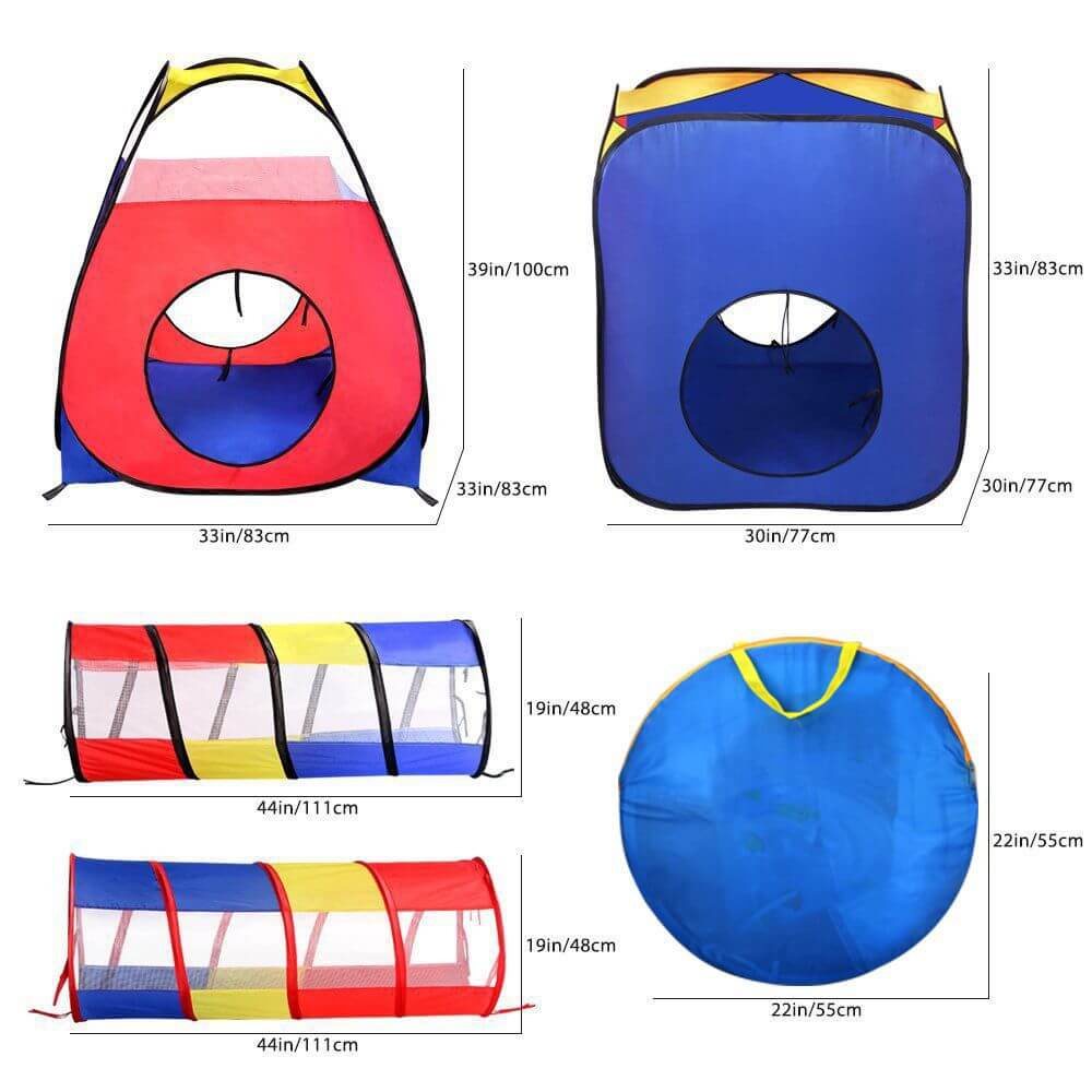 4Pcs Folding Tent For Kids Tipi Crawling Tunnel Babies Play Tent - The Shopsite