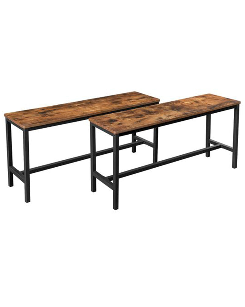 Rustic Brown Dining Benches - Set of 2 | VASAGLE