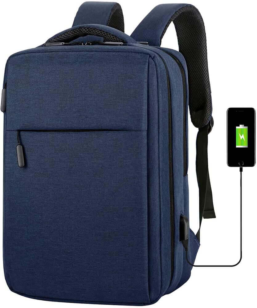 Anti - theft Laptop Backpack Blue 28cm - The Shopsite
