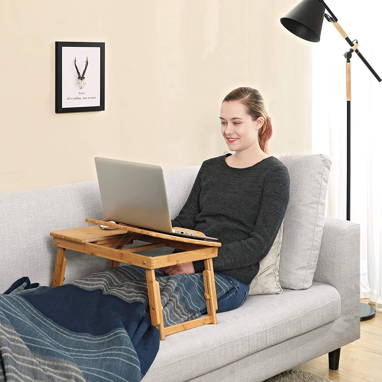 Laptop Stand Laptop Table Multi Function Bamboo Laptop Bed Desk Table  Foldable Cooling Holder Tray Stand - The Shopsite NZ