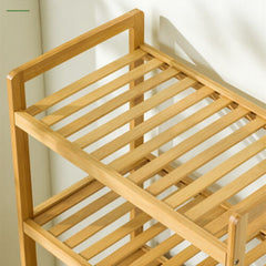 Bamboo Laundry Basket Rack with Shelf