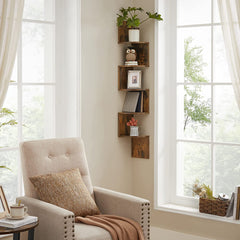 Elegant Brown Corner Bookshelf by VASAGLE