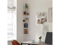 Elegant White Corner Bookshelf by VASAGLE