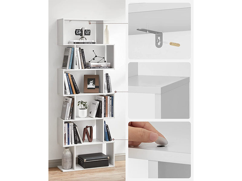 White Wooden Bookcase by VASAGLE - Elegant Shelf for Books