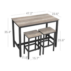 Modern Bar Table & Stool Set: Greige & Black VASAGLE