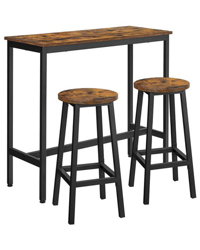 Modern Bar Table Stool Set Greige & Black VASAGLE
