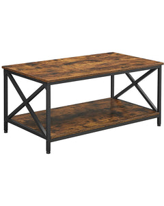 VASAGLE Rustic Brown Coffee Table with Storage Shelf