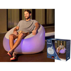 Camping Chairs With Led Inflatable Leisure Sofa Chair, Outdoor Folding Footstool Flocking Lazy Couch - The Shopsite