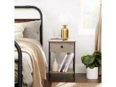 Compact Bedside Table Drawer and Shelf Combo by VASAGLE