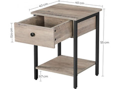 Compact Bedside Table Drawer and Shelf Combo by VASAGLE