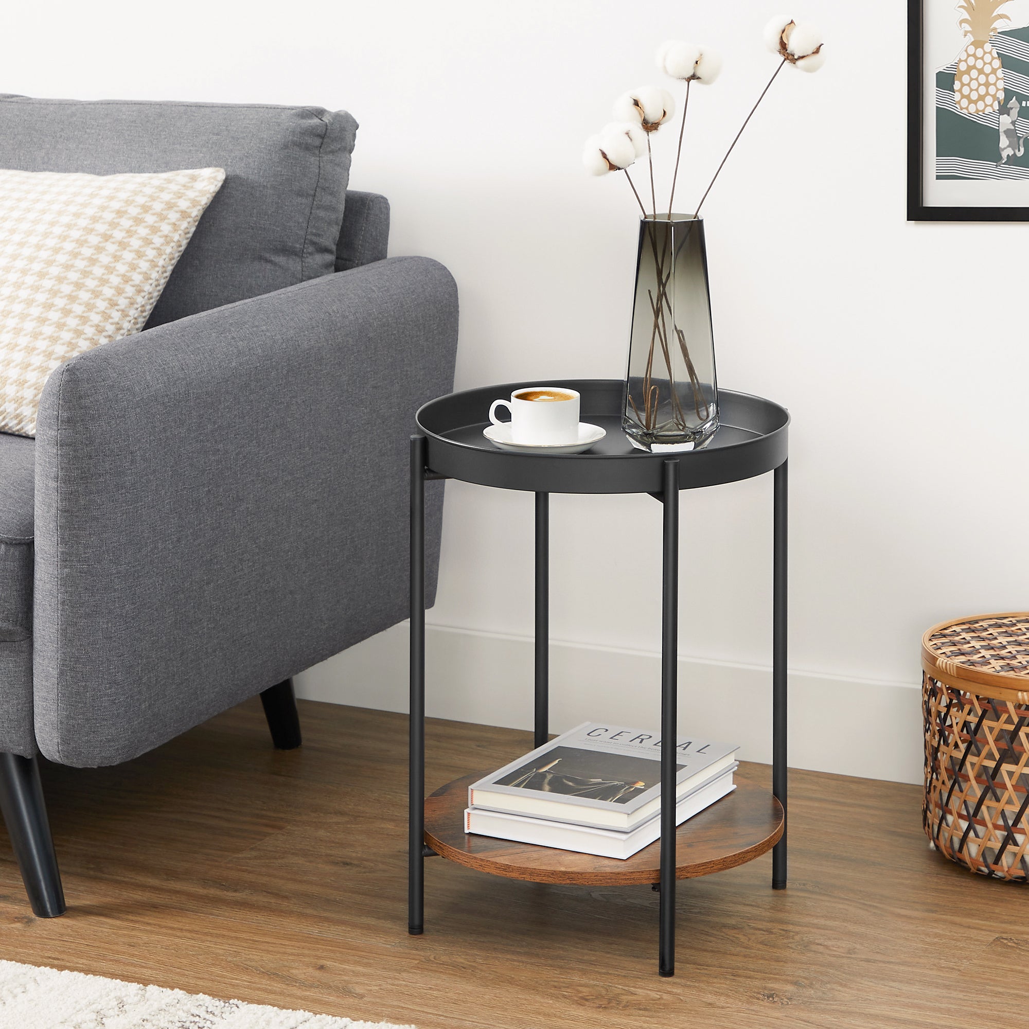 Vasagle Stylish Bedside Table round Side Table End Table