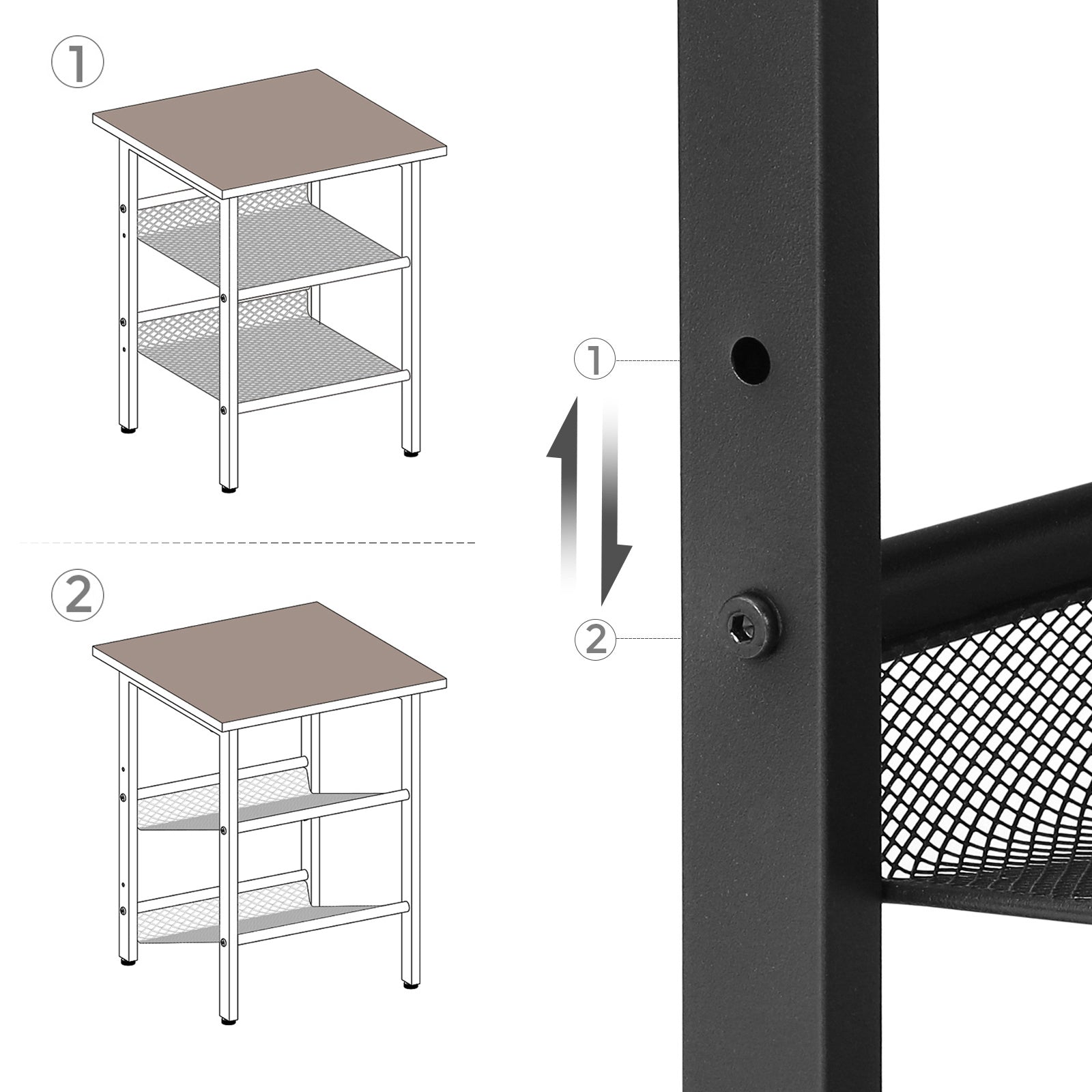 Bedside Table with Mesh Shelf