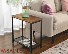 VASAGLE Brown End Table with Mesh Shelf