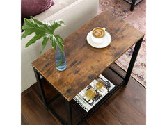 VASAGLE Brown End Table with Mesh Shelf