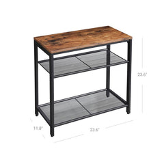 VASAGLE Slim End Table with Mesh Shelves - 3 Tiers