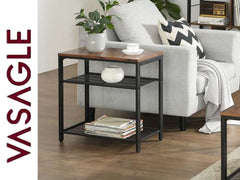 VASAGLE Slim End Table with Mesh Shelves - 3 Tiers