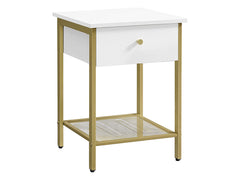 VASAGLE Bedside Table with Drawer - White Nightstand, End Table