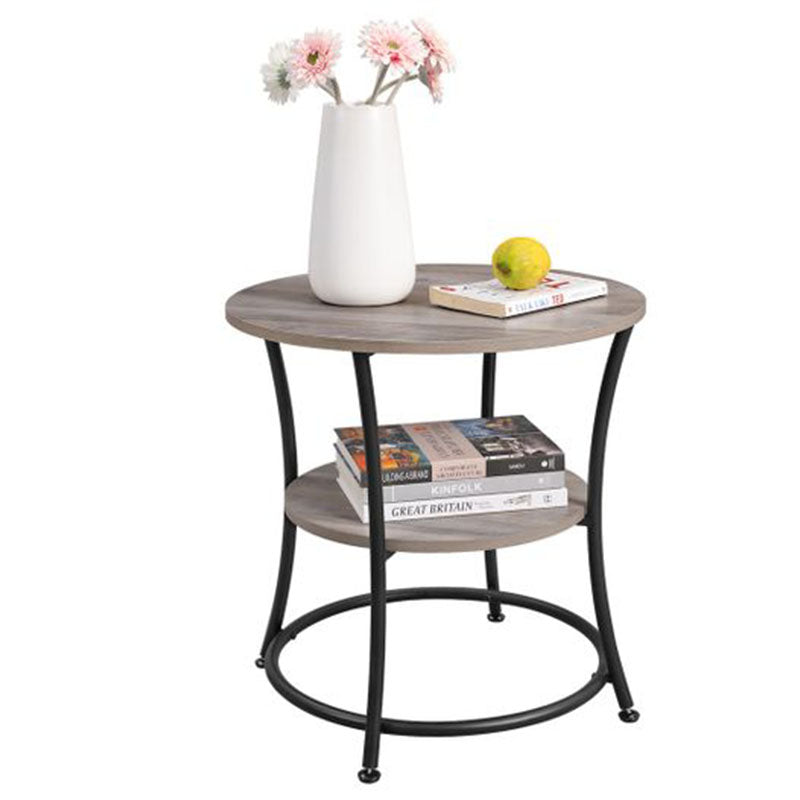VASAGLE Round End Table Featuring 2 Shelves Side Table