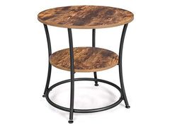 VASAGLE Round End Table Featuring 2 Shelves