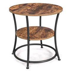 VASAGLE Round End Table Featuring 2 Shelves