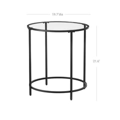 Black Round Side Table by VASAGLE Bedside Table