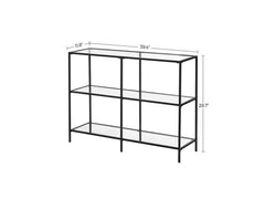 VASAGLE Black Frame Glass Console Table with Shelves