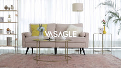 Round Glass Coffee Table with Steel Frame by VASAGLE
